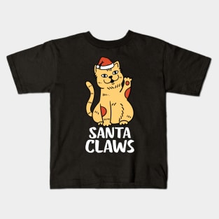 Santa Claws Funny Cat Santa Hat Xmas Gift Kids T-Shirt